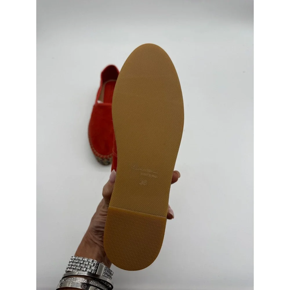 NIB Santoni Orange Suede Platform‎ Espadrille Slip-On Loafers Size 36 US 6 $874